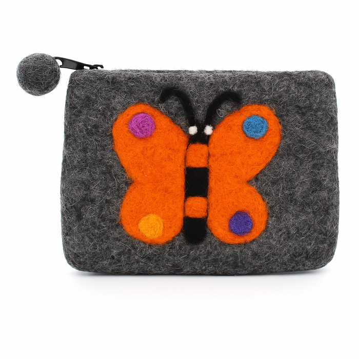 Filz-Täschchen – Schmetterling grau
