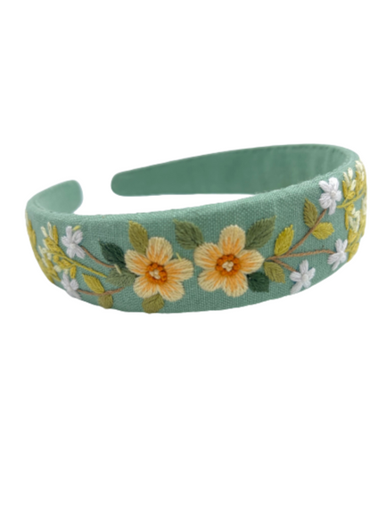 Handbestickter Haarreif Blumenpracht