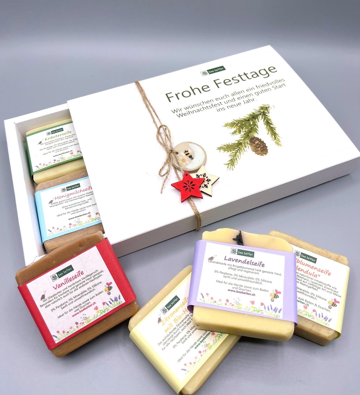 Geschenkbox mit 6 Naturseifen