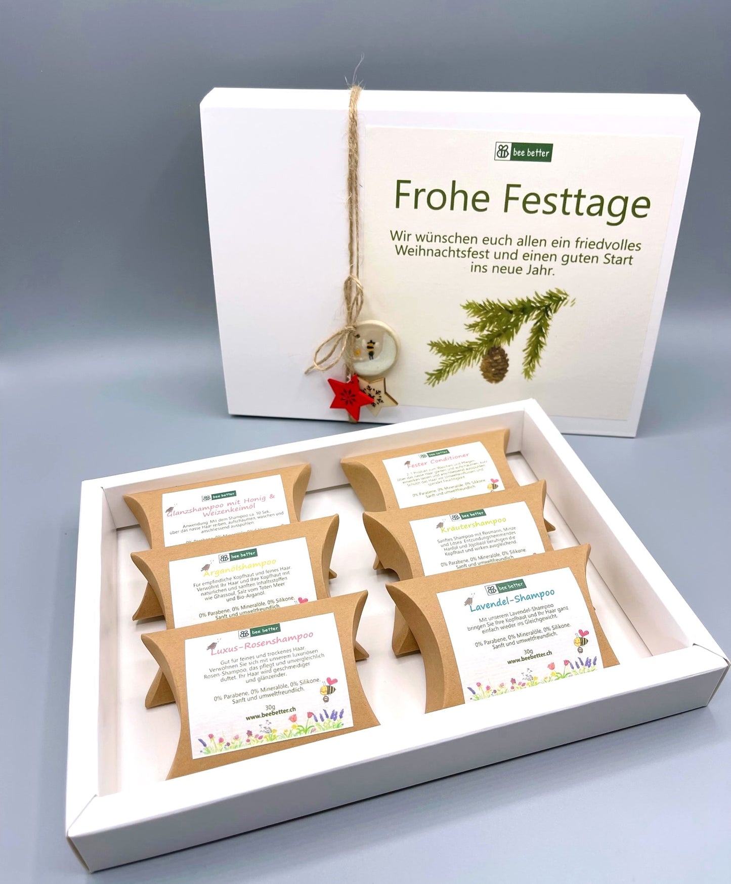 Geschenkbox mit 6 festen Shampoos