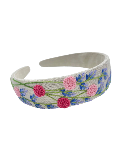 Handbestickter Haarreif Kleeblüte