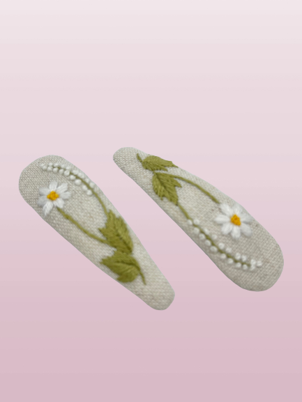 Handbestickte Haarspangen Sommerblüte - 2er Set