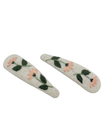 Handbestickte Haarspangen Wiesenblüte - 2er Set