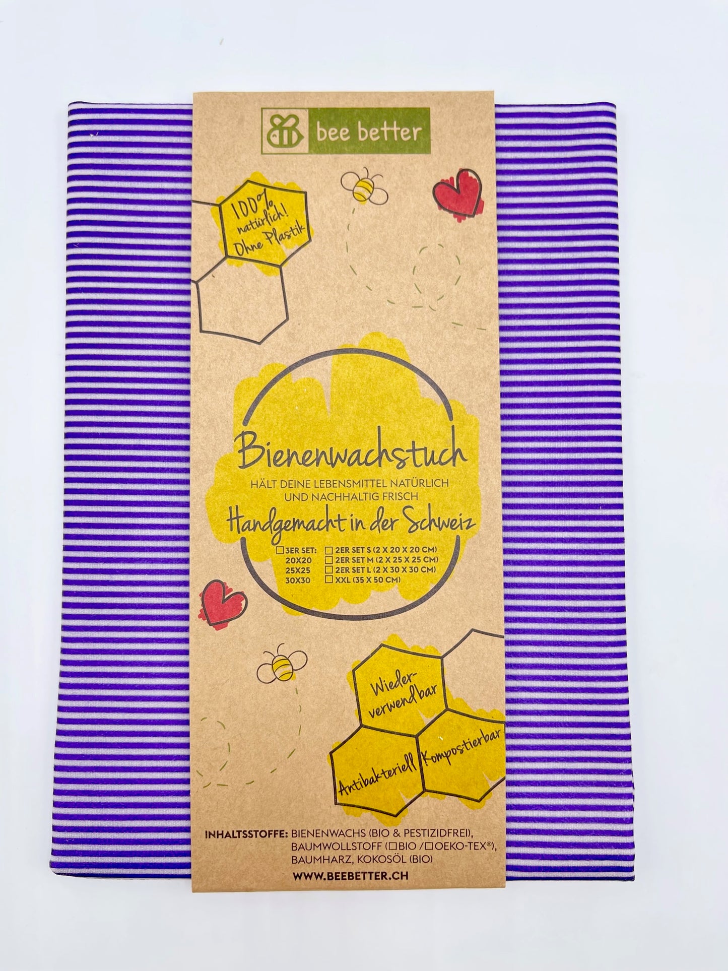 Bienenwachstuch Brottuch - purple stripes