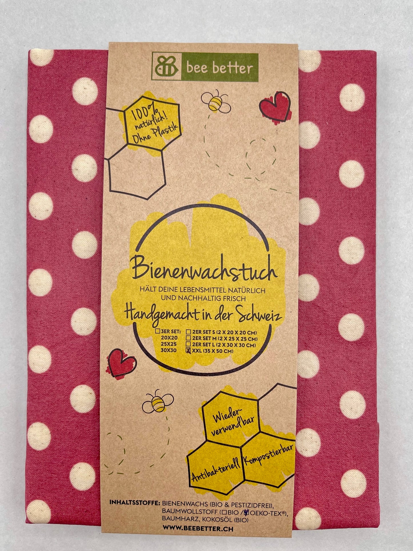 Bienenwachstuch Brottuch - Pünktchen altrosa