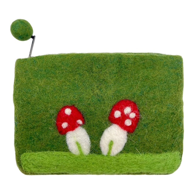 Filz-Täschchen – magische Pilze grün