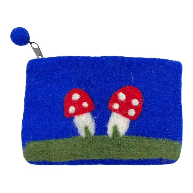 Filz-Täschchen – magische Pilze blau