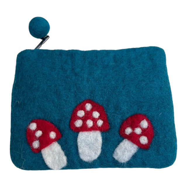 Filz-Täschchen – Fliegenpilz blau