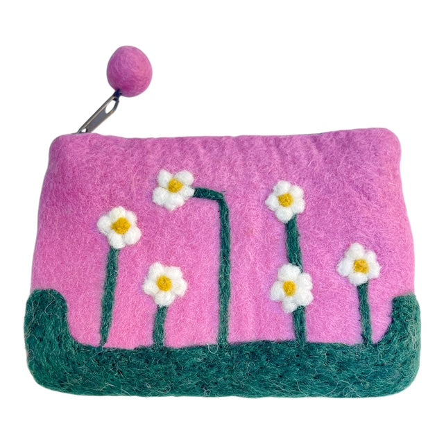 Filz-Täschchen – Gänseblümchen rosa