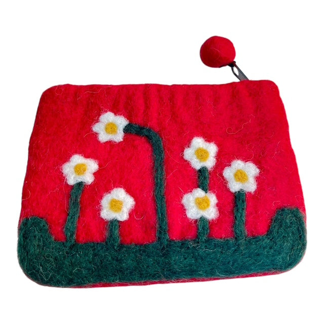 Filz-Täschchen – Gänseblümchen rot
