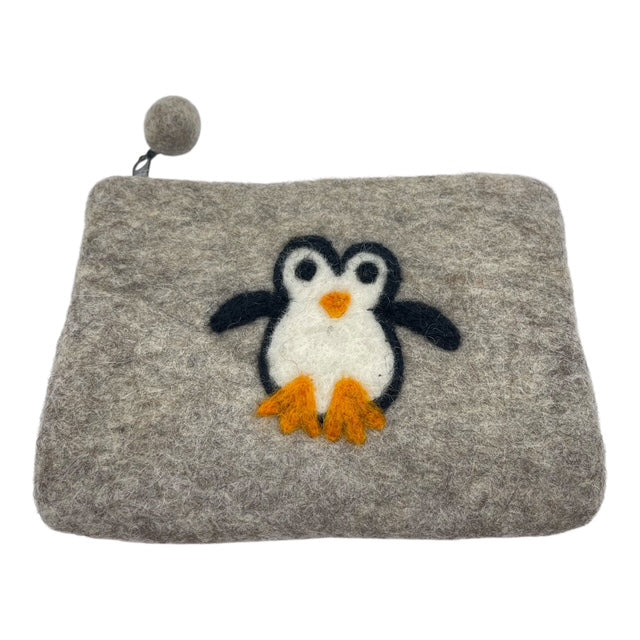 Filz-Täschchen – Pinguin hellgrau