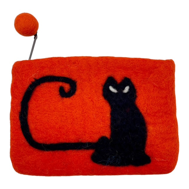 Filz-Täschchen – Nachtkatze orange