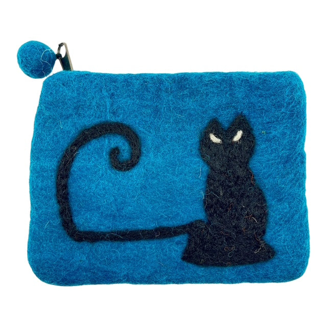 Filz-Täschchen – Nachtkatze blau