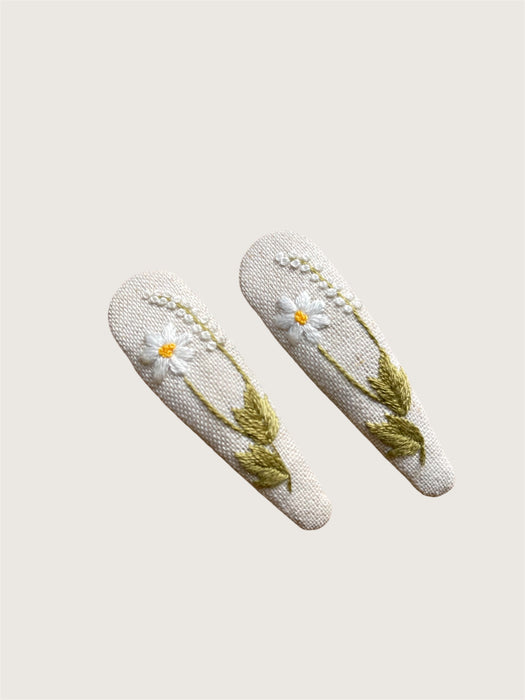 Handbestickte Haarspangen Sommerblüte - 2er Set