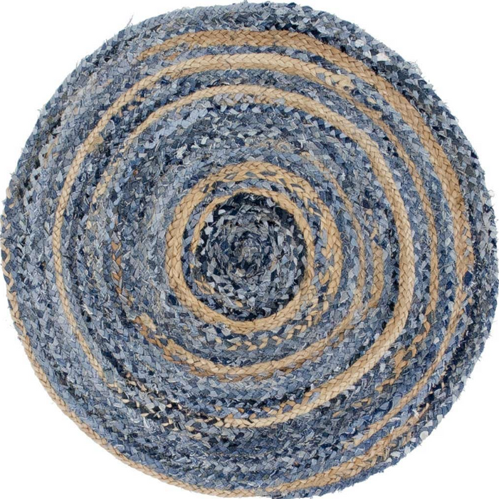Runder Teppich aus Jute & recyceltem Denim – 150 cm