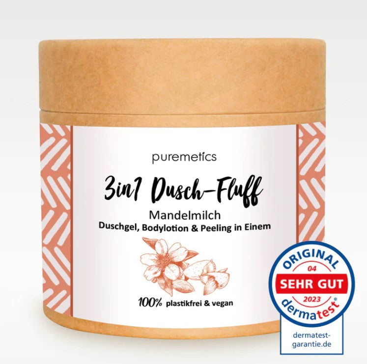 3in1 Dusch-Fluff 'Mandelmilch' mit Zuckerpeeling