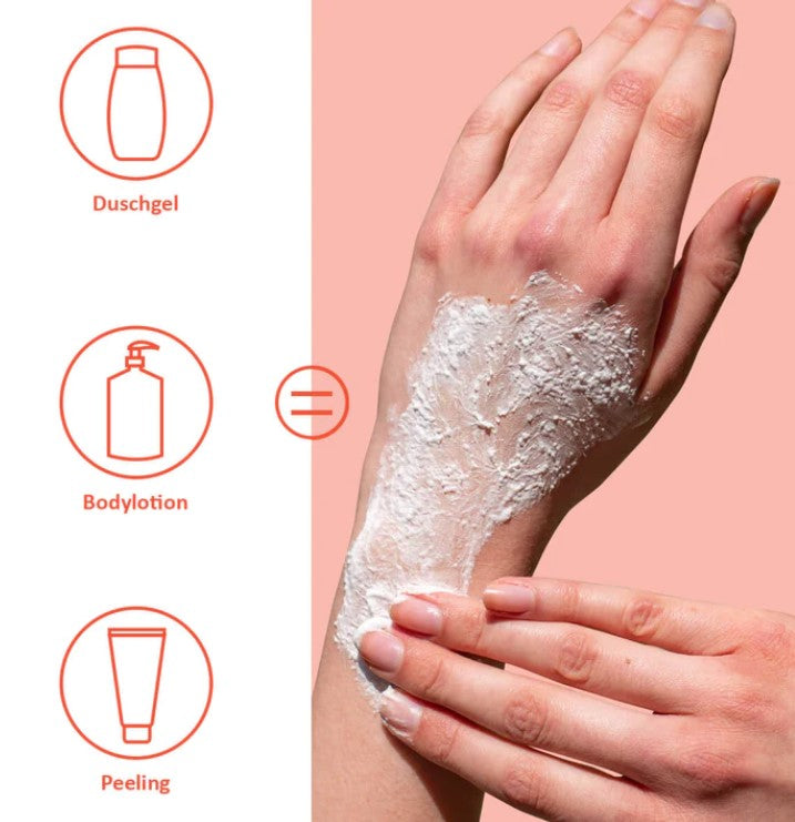 3in1 Dusch-Fluff 'Mandelmilch' mit Zuckerpeeling