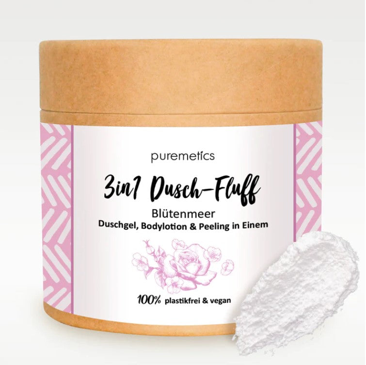 3in1 Dusch-Fluff 'Blütenmeer' mit Zuckerpeeling