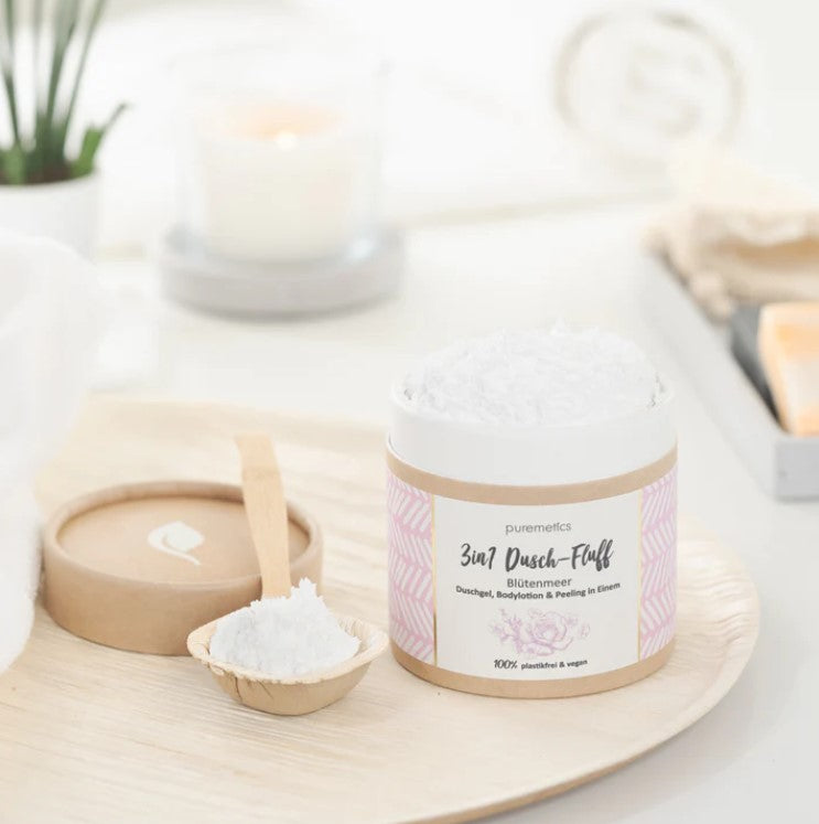 3in1 Dusch-Fluff 'Blütenmeer' mit Zuckerpeeling