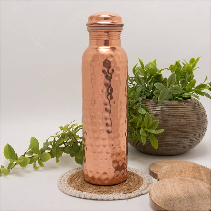 Kupferflasche 750 ml – gehämmert & poliert aus reinem Kupfer