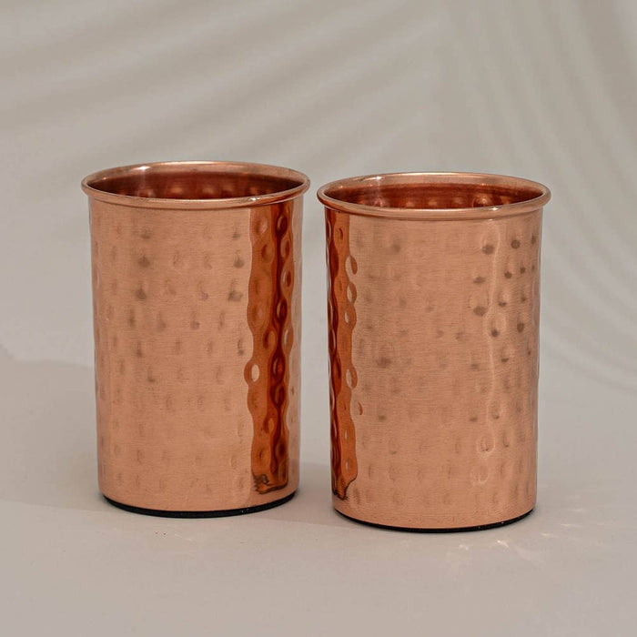 Kupferbecher Set 2er – gehämmert 300 ml aus reinem Kupfer