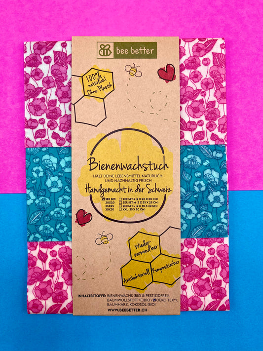 Bienenwachstuch 3er Set - Blütenpracht