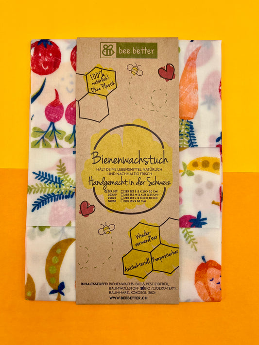 Bio Bienenwachstuch 3er Set - freche Früchtchen