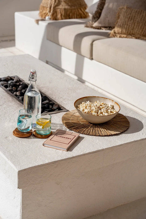 Glasuntersetzer aus Teakholz-Wurzel – 4er Set