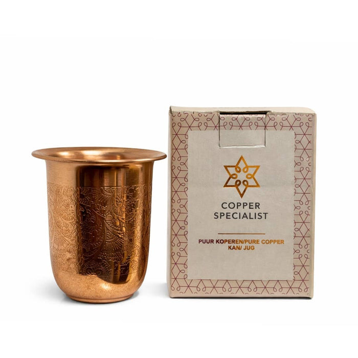 Reiner Kupferbecher – 200 ml mit feinem Blumenmuster