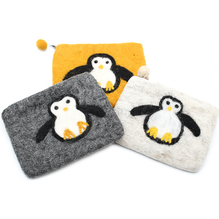 Filz-Täschchen – Pinguin grau