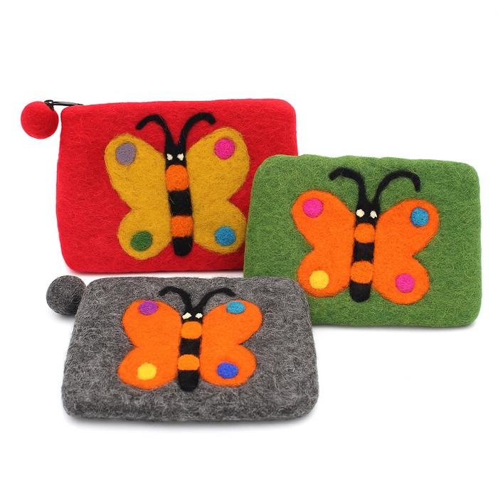 Filz-Täschchen – Schmetterling grün