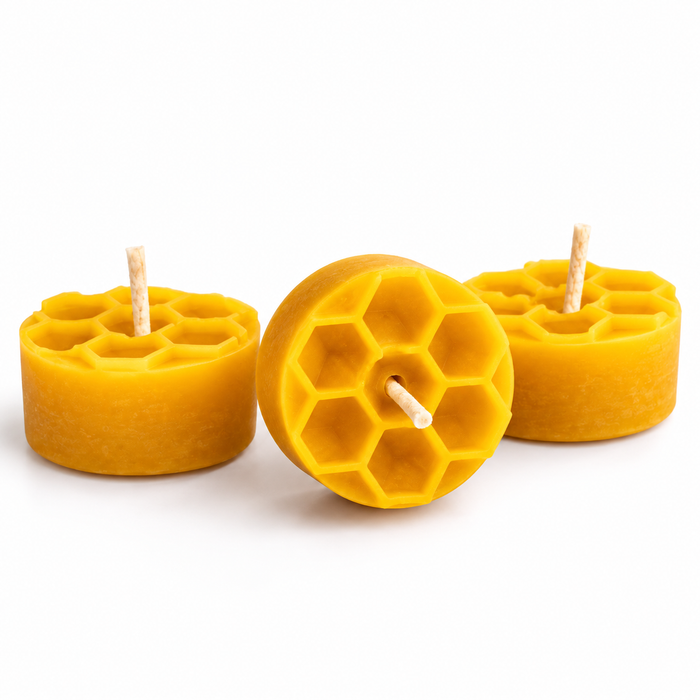Bio-Bienenwachsteelichter Waben gross – handgegossen aus 100 % Bio-Bienenwachs