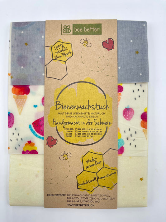 Bio Bienenwachstuch 3er Set - Mischmasch