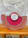 Handgeflochtene Bolga Handtasche in Melonenform aus Savannengras mit runden Ledergriffen