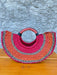 Handgeflochtene Bolga Handtasche in Melonenform aus Savannengras mit runden Ledergriffen