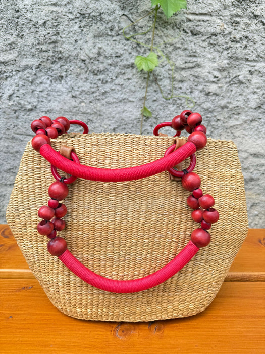 Bolga Handtasche mit Holzperlen – Menorca