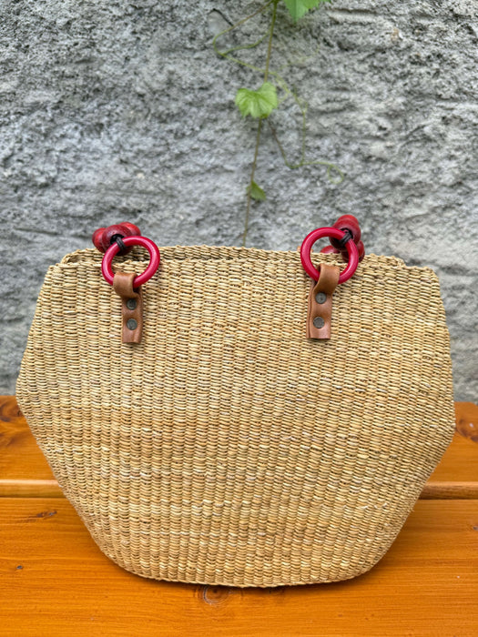 Bolga Handtasche mit Holzperlen – Menorca
