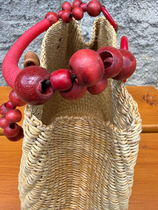 Bolga Handtasche mit Holzperlen – Menorca
