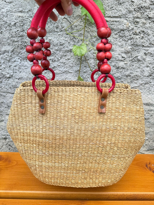 Bolga Handtasche mit Holzperlen – Menorca
