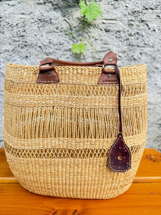 Bolga Handtasche mit Ledergriffen – Italien