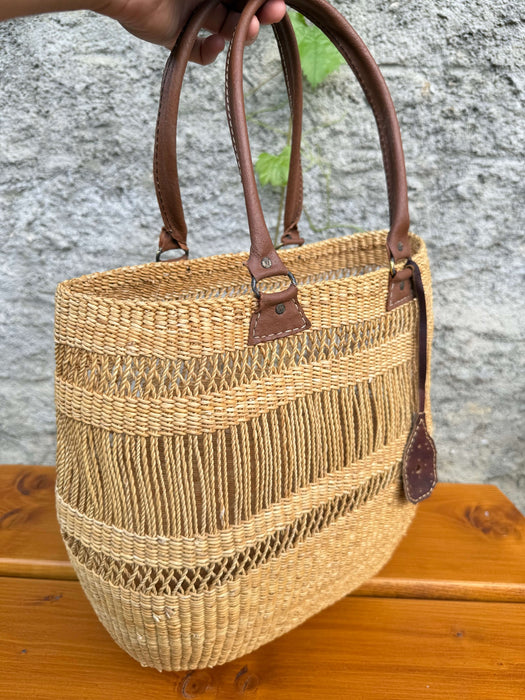 Bolga Handtasche mit Ledergriffen – Italien