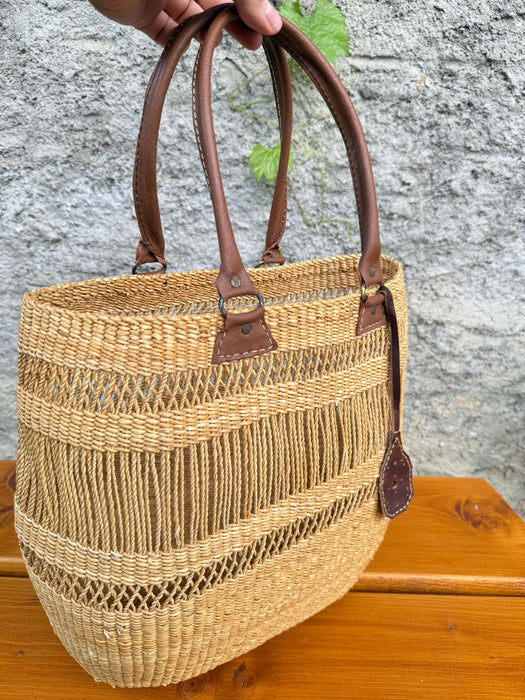 Bolga Handtasche mit Ledergriffen – Italien