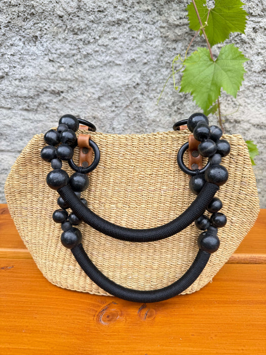 Bolga Handtasche mit Holzperlen – Ibiza