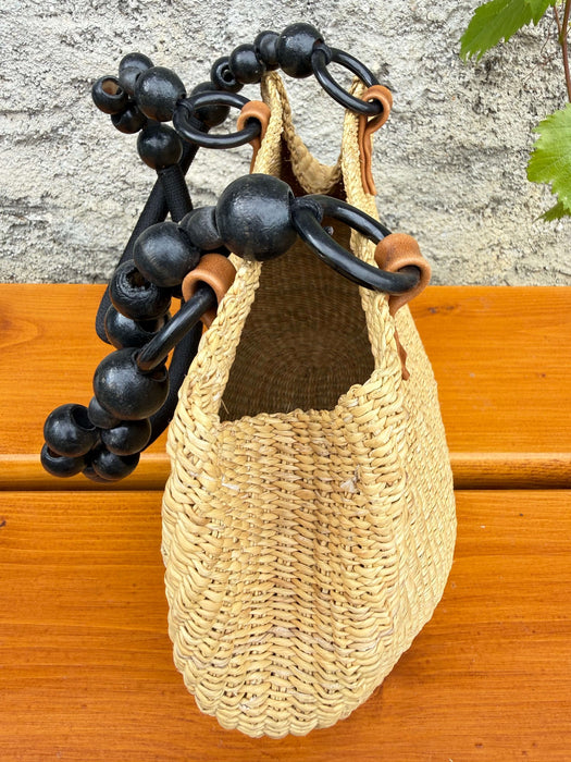 Bolga Handtasche mit Holzperlen – Ibiza