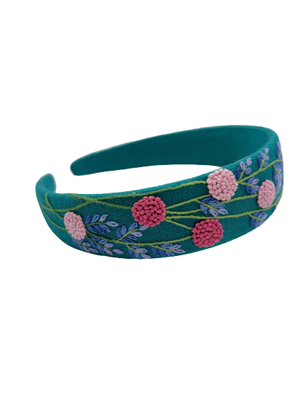 Handbestickter Haarreif Lavendelblüte
