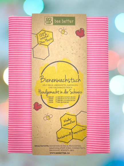 Bienenwachstuch Brottuch - pink stripes