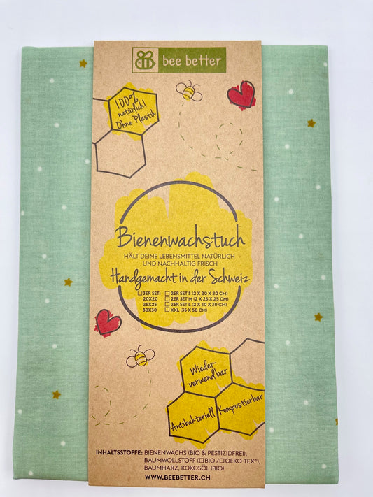 Bienenwachstuch Brottuch - Sterne mintgrün