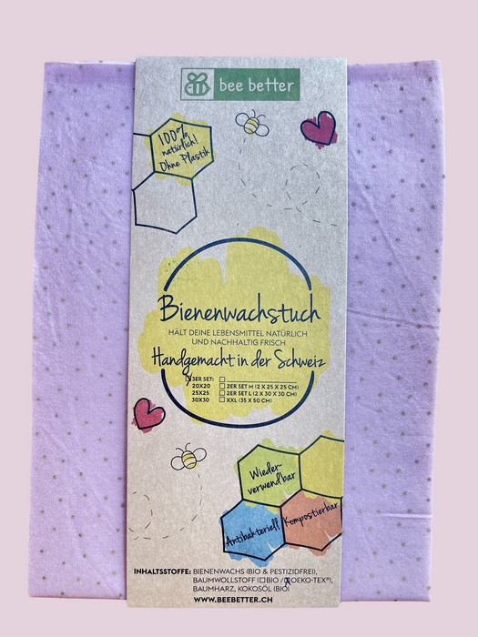 Bienenwachstuch 3er Set - Sternchen altrosa