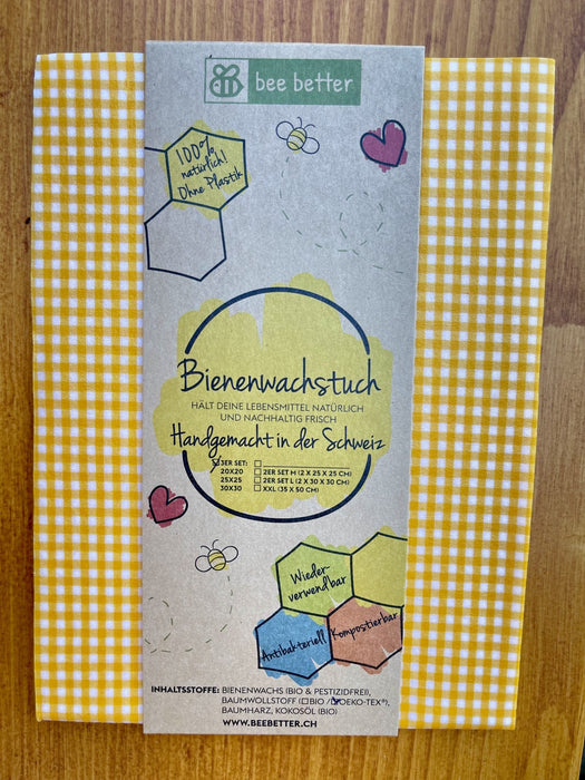 Bienenwachstuch 3er Set - Karo Honiggelb