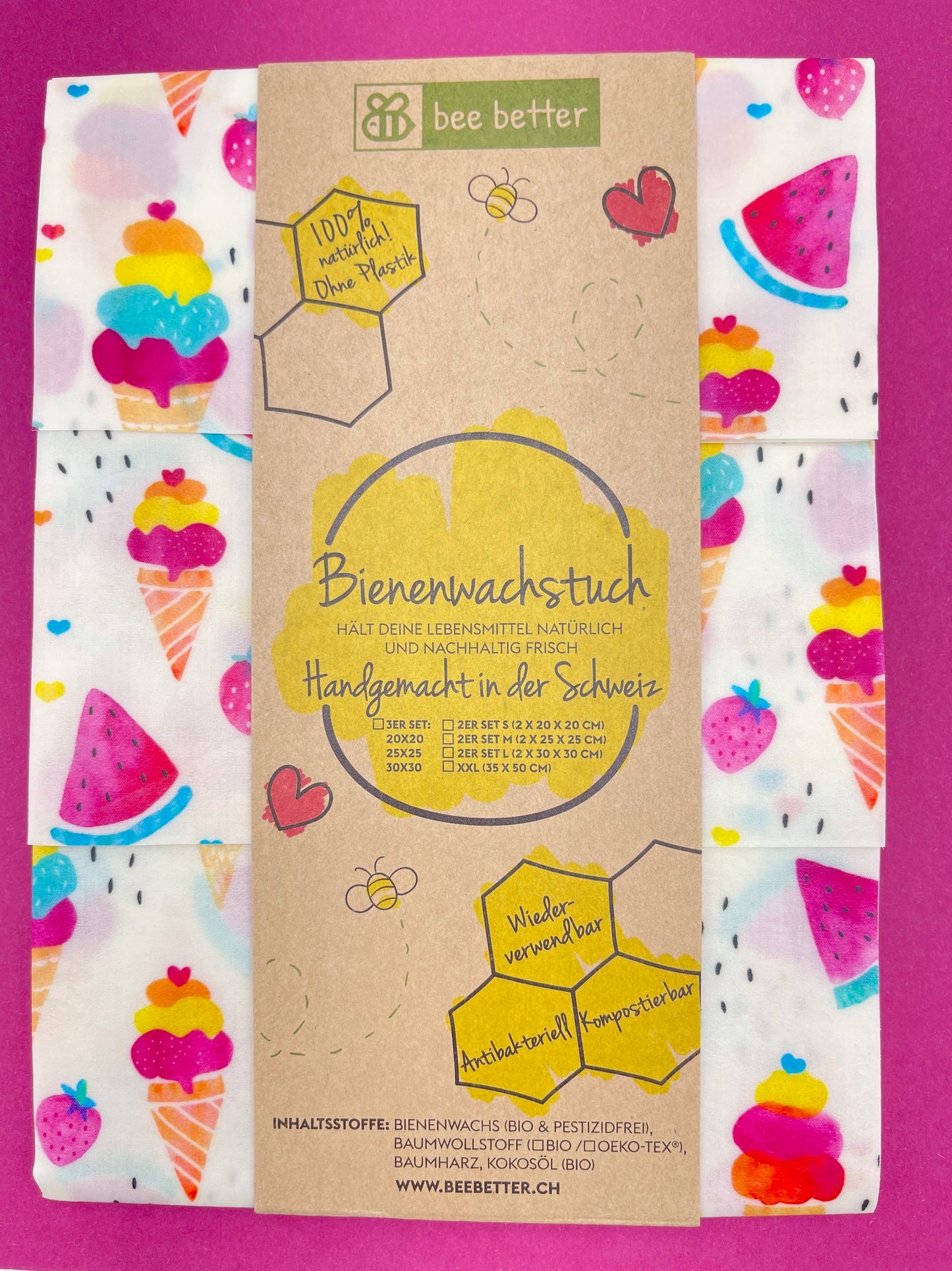 Bienenwachstuch 3er Set - Ice Cream